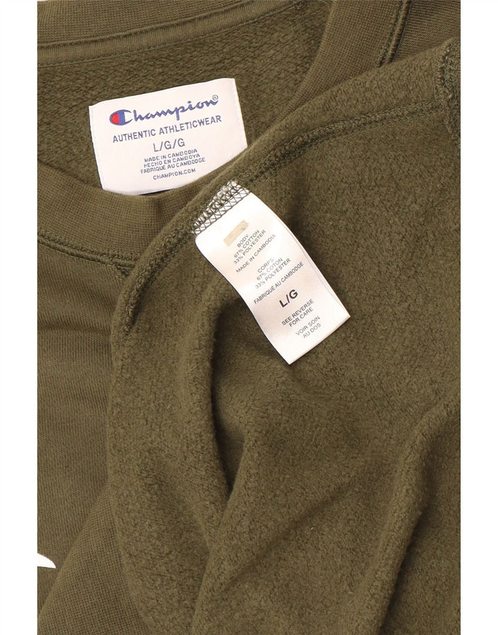 Champion Sudadera Con Estampado Gráfico Jumper Large Khaki Cotton