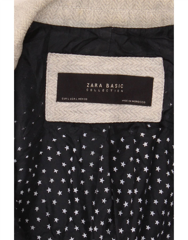 Zara Chaqueta Blazer De 1 Botón para Mujer UK 46 Grande Gris Espiga