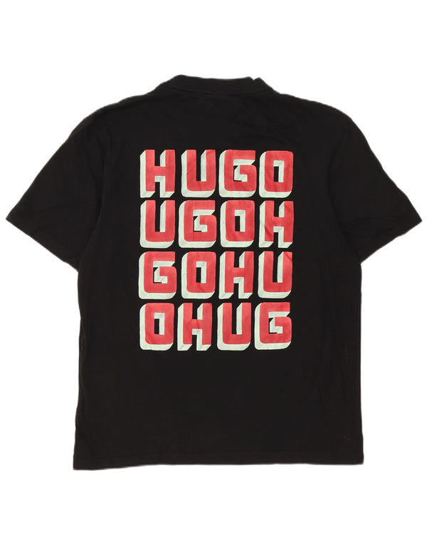 Hugo Boss Hombres Camiseta Gráfica Top Grande Algodón Negro