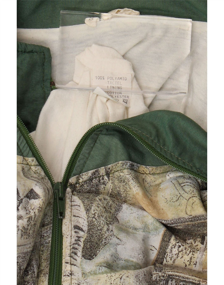 VINTAGE Hombres Loose Fit Gráfico Chándal Top Chaqueta Pequeña Poliamida Caqui