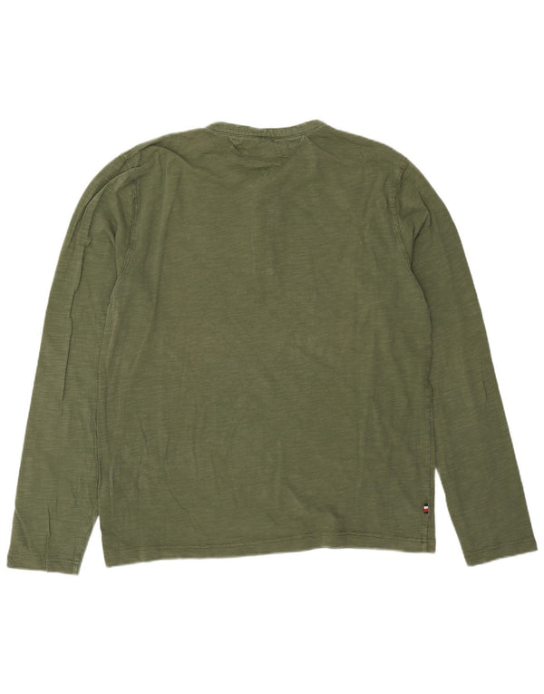 Tommy Hilfiger Hombre Top Manga Larga XL Algodón Caqui
