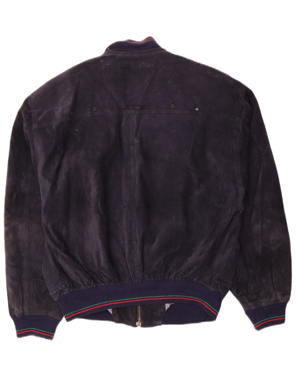 Cinquanta Chaqueta bomber de ante para hombre IT 48 Cuero azul marino mediano
