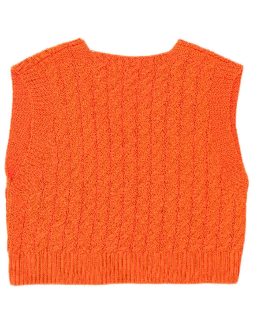 Vintage mujer crop chaleco camiseta sin mangas Reino Unido 14 naranja medio