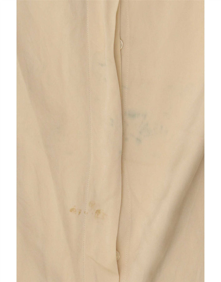 Vintage mujer camisa de gran tamaño Reino Unido 8 pequeña seda beige