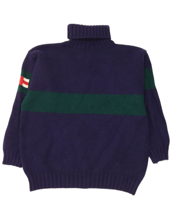 Hackett Jersey con Cuello Vuelto para Mujer UK 40 XL Lana Colorblock Azul Marino