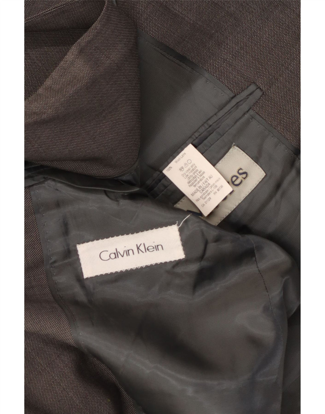 Calvin Klein Chaqueta tipo blazer de 2 botones para hombre UK 36 Small Grey Wool