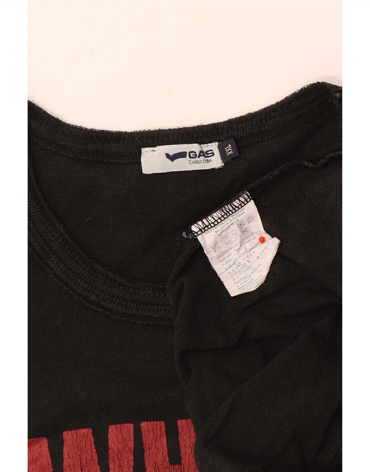Gas Mens Graphic Top Manga Larga 2XL Algodón Negro