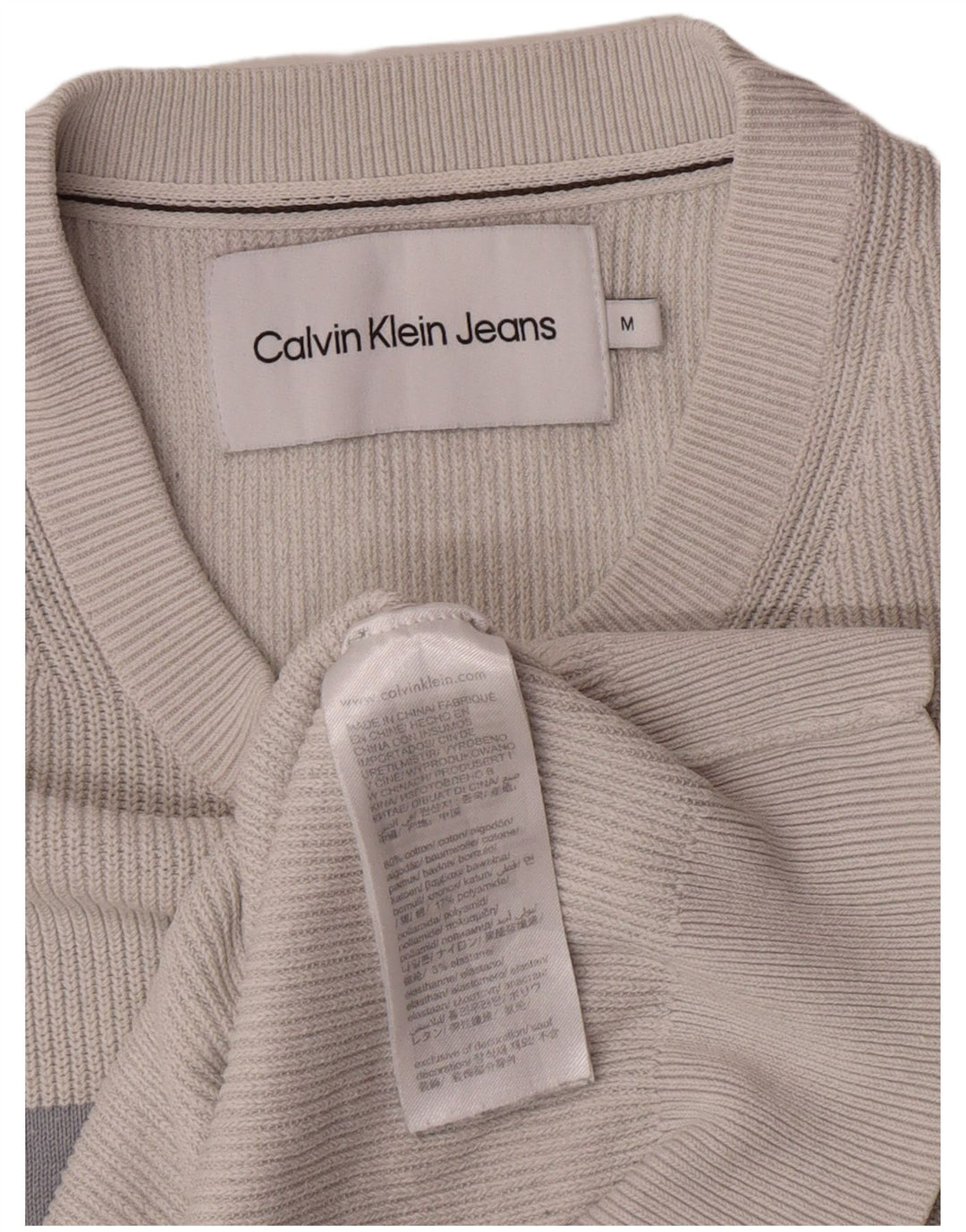 Suéter tipo jersey con cuello redondo para hombre Calvin Klein Jeans en bloques de color gris medio