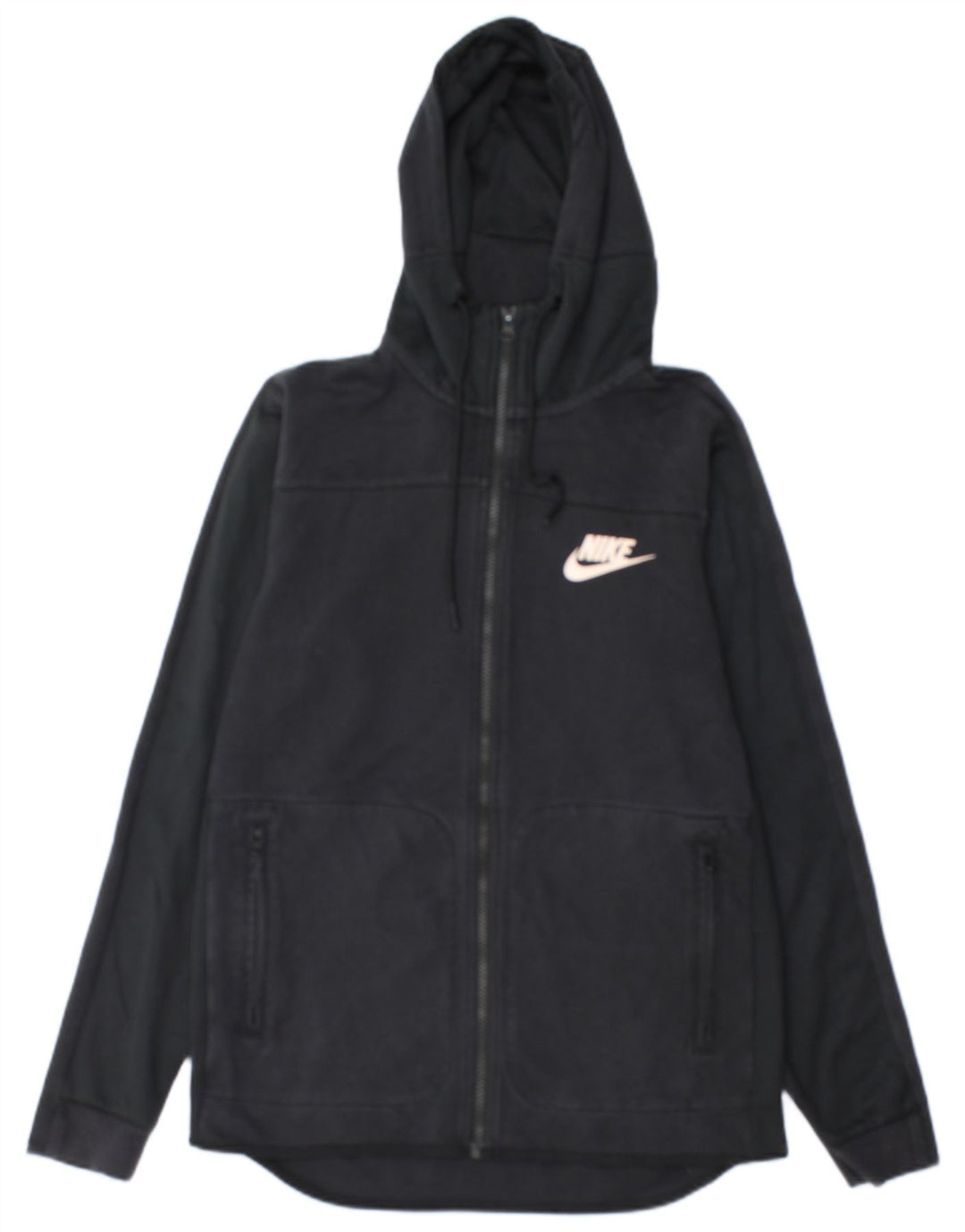 Nike - Sudadera con capucha y cremallera para hombre, talla pequeña, algodón negro
