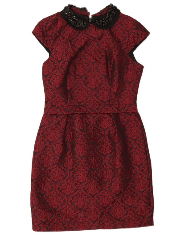 Vestido tubo para mujer Warehouse UK 40 Small Borgoña Paisley Poliéster