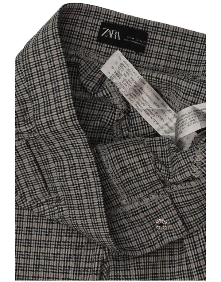 Zara Mujer Pantalón Casual Bootcut Mediano W28 L26 Viscosa Gris Pata De Gallo