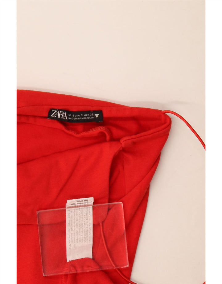 Zara Mujer Vestido De Verano UK 8 Pequeño Algodón Naranja