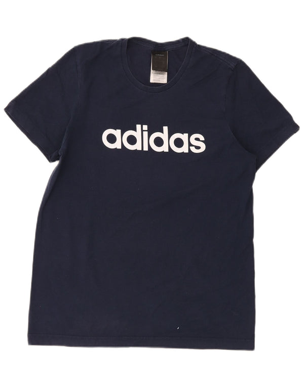 Adidas - Camiseta gráfica para hombre, talla pequeña, algodón azul marino