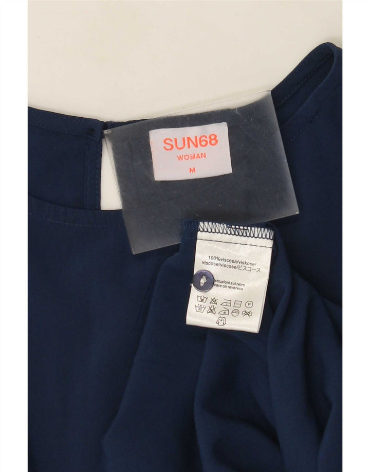 Sun68 Blusa para Mujer Top UK 44 Medio Azul Marino Viscosa