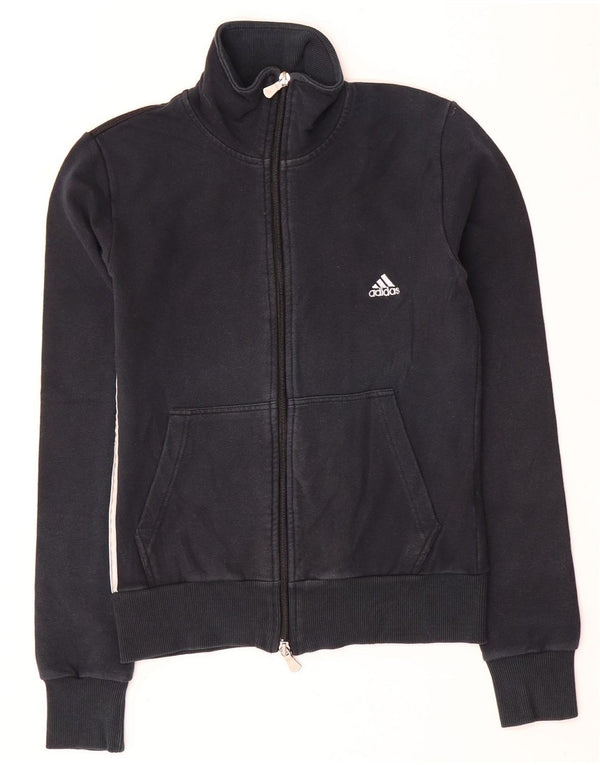Adidas Mujer Chándal Top Chaqueta Reino Unido 10 Pequeño Algodón Negro
