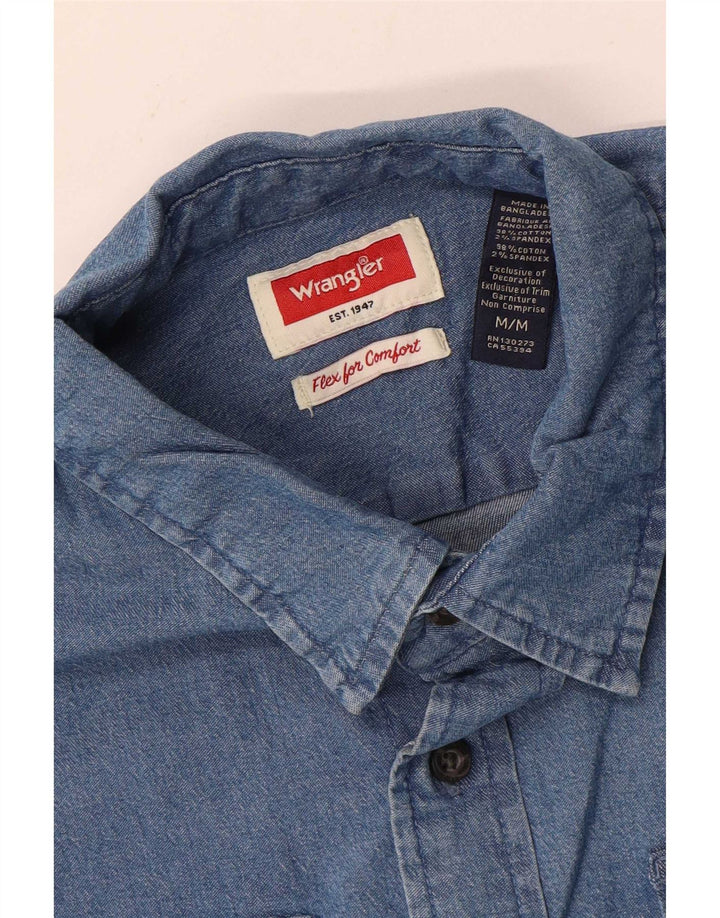 Wrangler Camisa Vaquera De Manga Corta Para Hombre Algodón Azul Medio