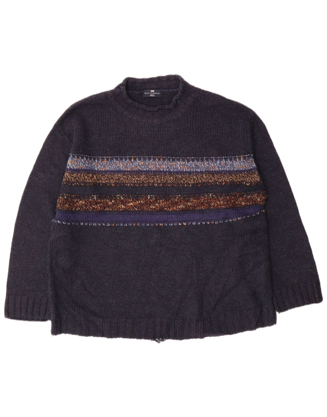 Marks & Spencer Suéter tipo jersey con cuello de tortuga azul Harbor para hombre, talla grande, azul marino