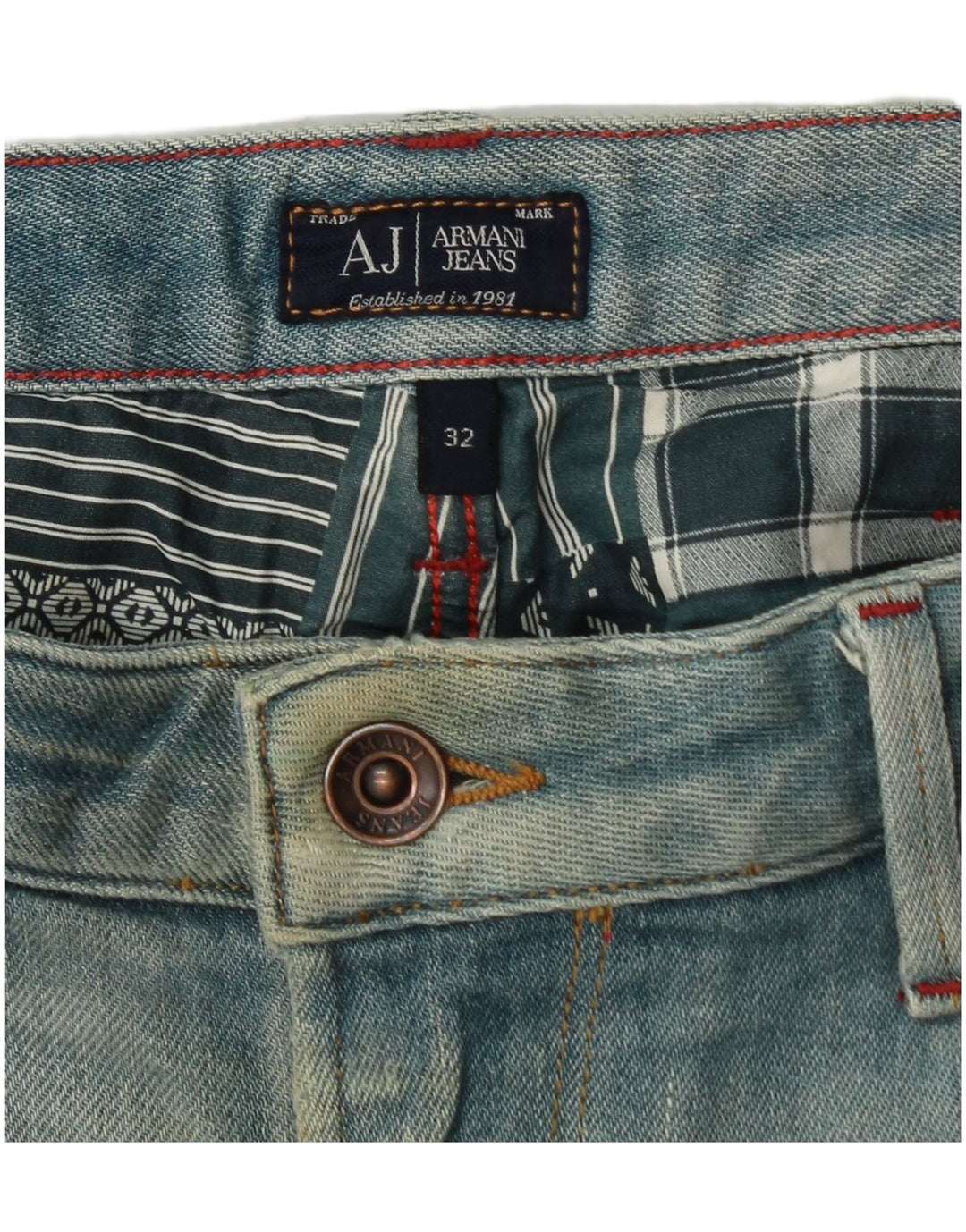 ARMANI Vaqueros Slim Hombre W32 L34 Algodón Azul