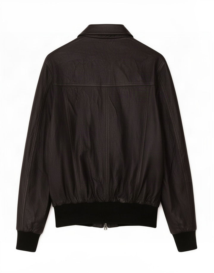 Chaqueta de cuero vintage para mujer IT 48 XL Negro