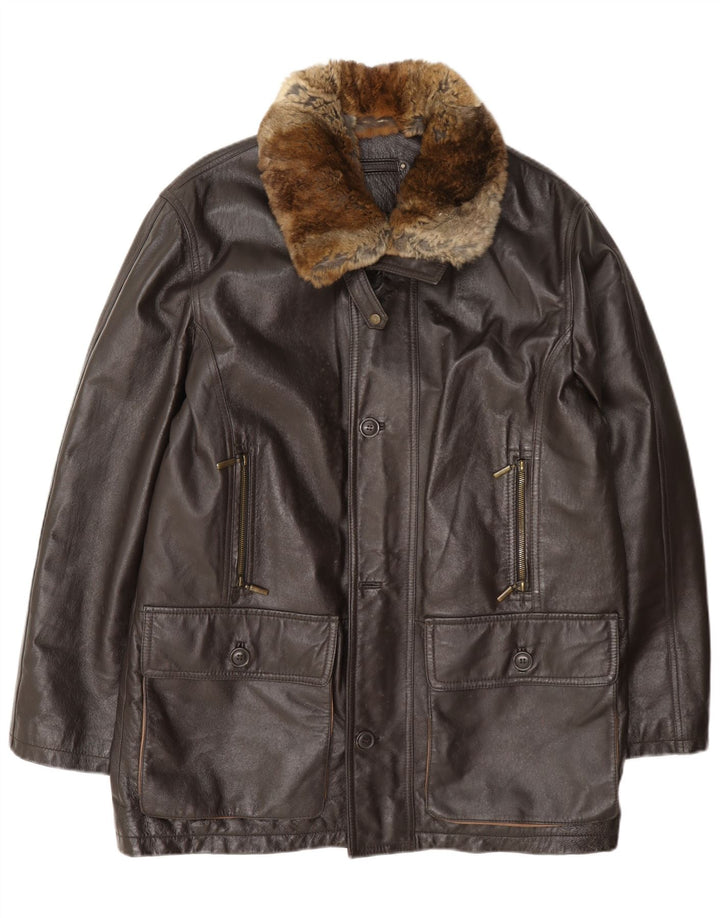 Zugaroni Chaqueta de cuero Magione para hombre IT 52 XL Marrón