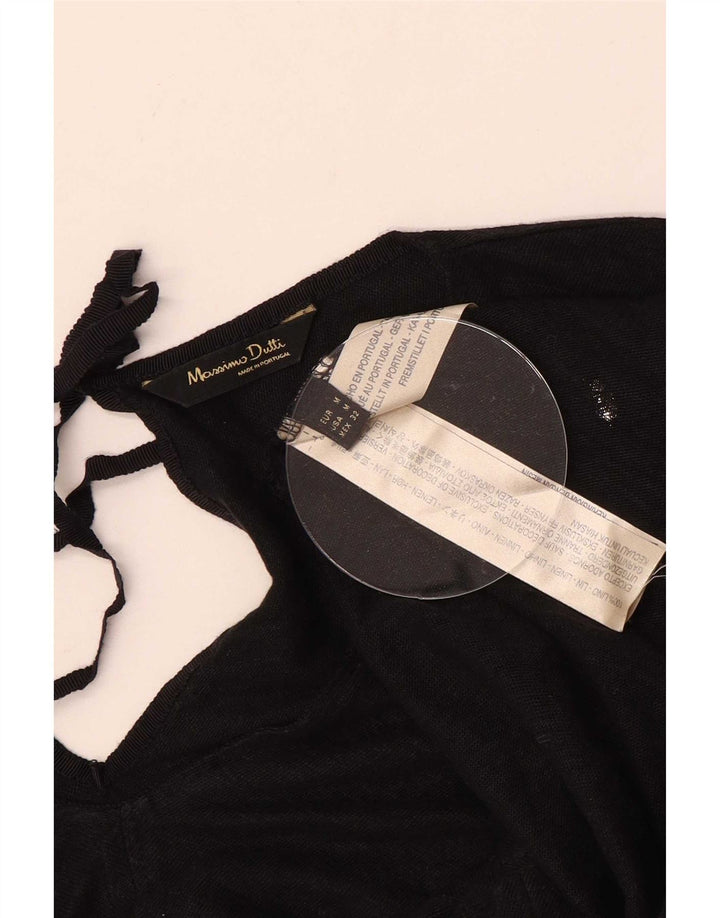 Massimo Dutti Top Mujer Manga Larga UK 44 Medium Negro Lino