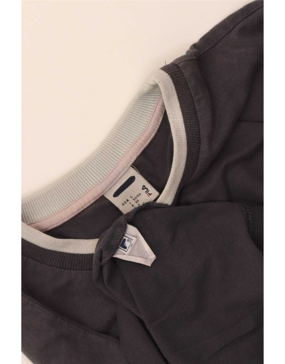 Fila Hombres Top Manga Larga Grande Gris Algodón