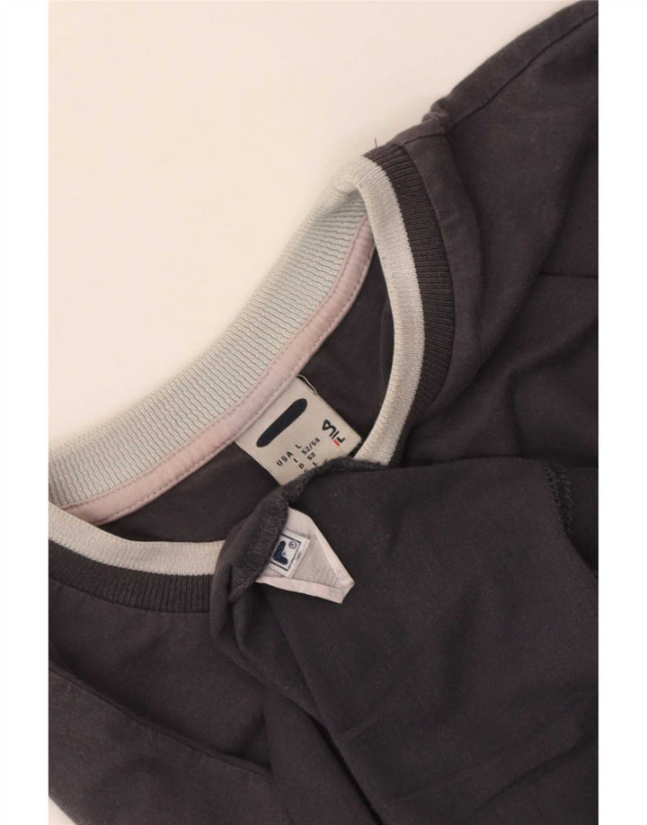 Fila Hombres Top Manga Larga Grande Gris Algodón