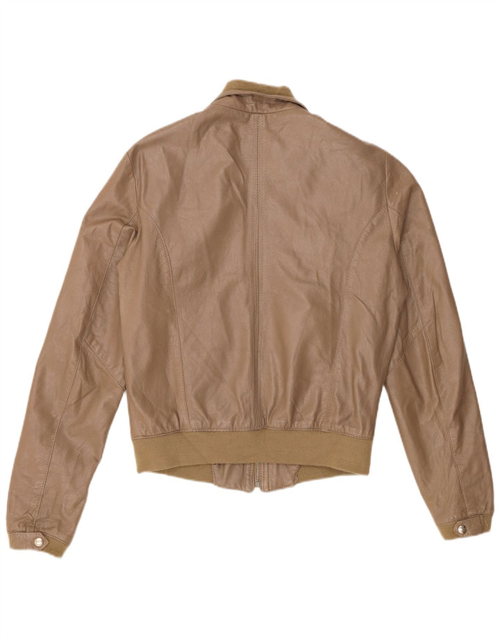 Vintage mujer bombardero chaqueta de cuero Reino Unido 18 XL cuero caqui