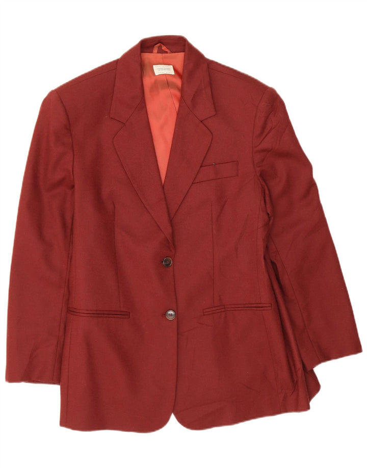 Benetton Chaqueta Americana Corta De 2 Botones IT 44 Lana Mediana Burdeos