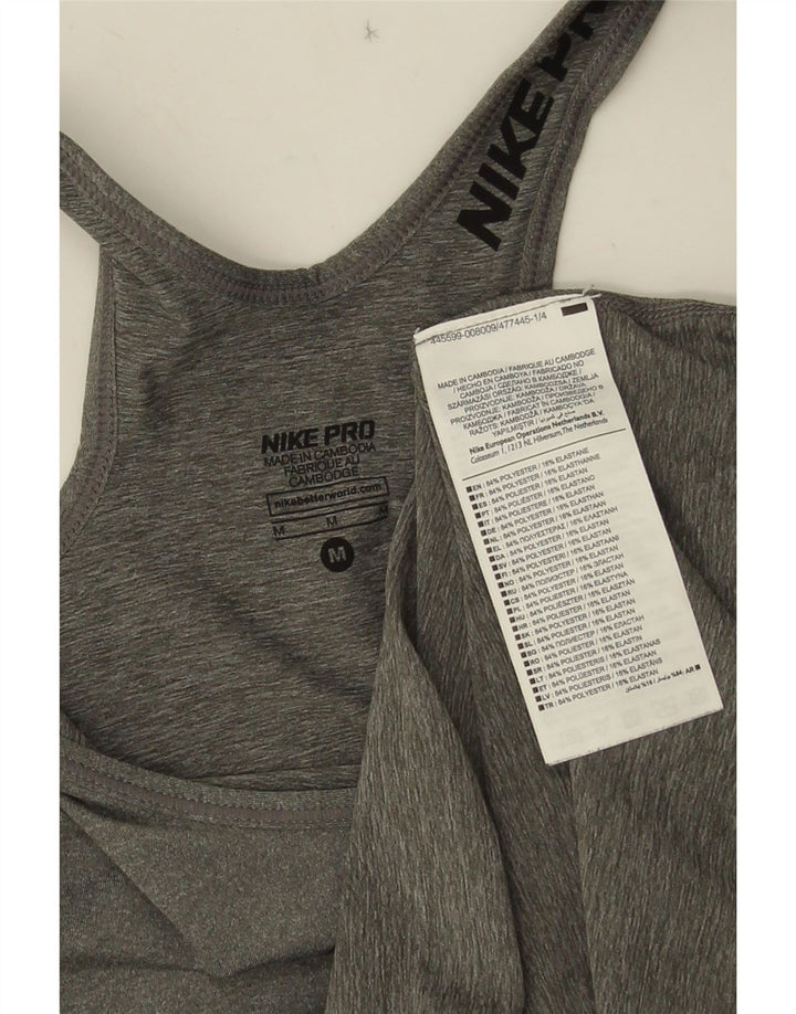 Nike Mujer Gráfico Chaleco Top UK 12 Medio Gris Poliéster