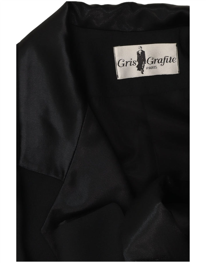 Vintage mujer doble pecho Blazer chaqueta Reino Unido 14 grande negro