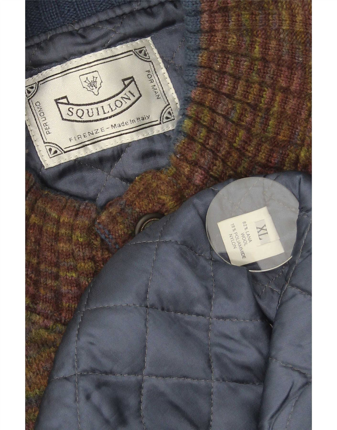 Vintage hombres punto bomber chaqueta Reino Unido 42 XL lana moteada multicolor