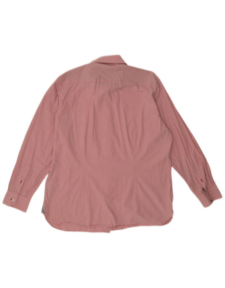 Ted Baker Camisa para hombre Talla 16 1/2 Algodón geométrico rosa grande