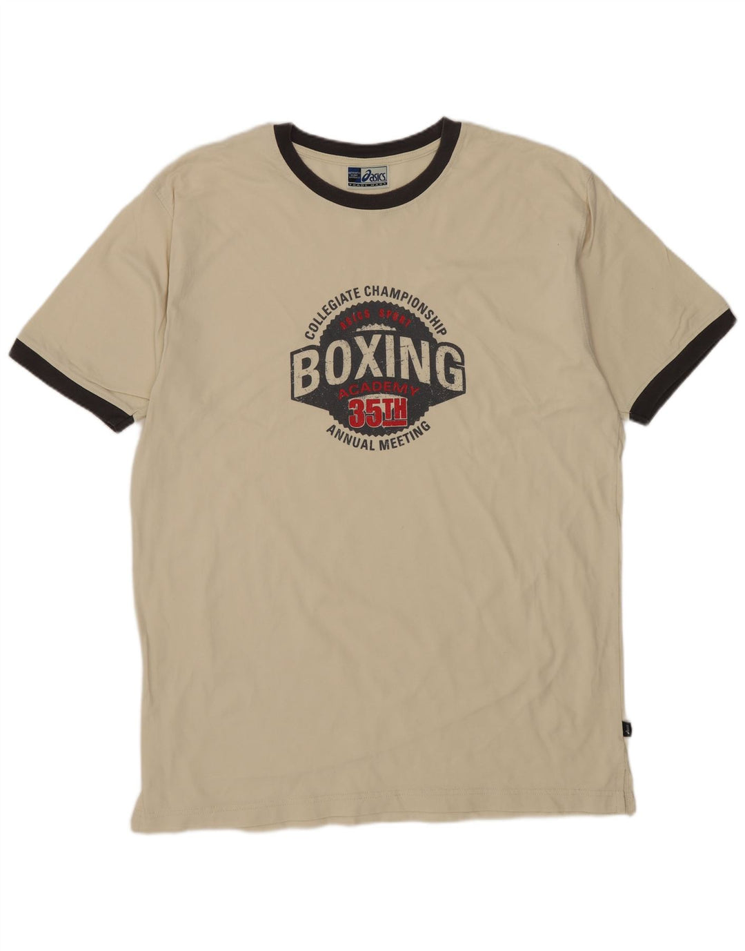 ASICS - Camiseta gráfica para hombre, talla grande, algodón beige