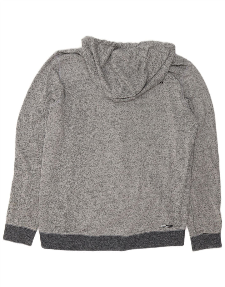 HURLEY Sudadera con capucha y cremallera para hombre, tamaño grande, algodón gris