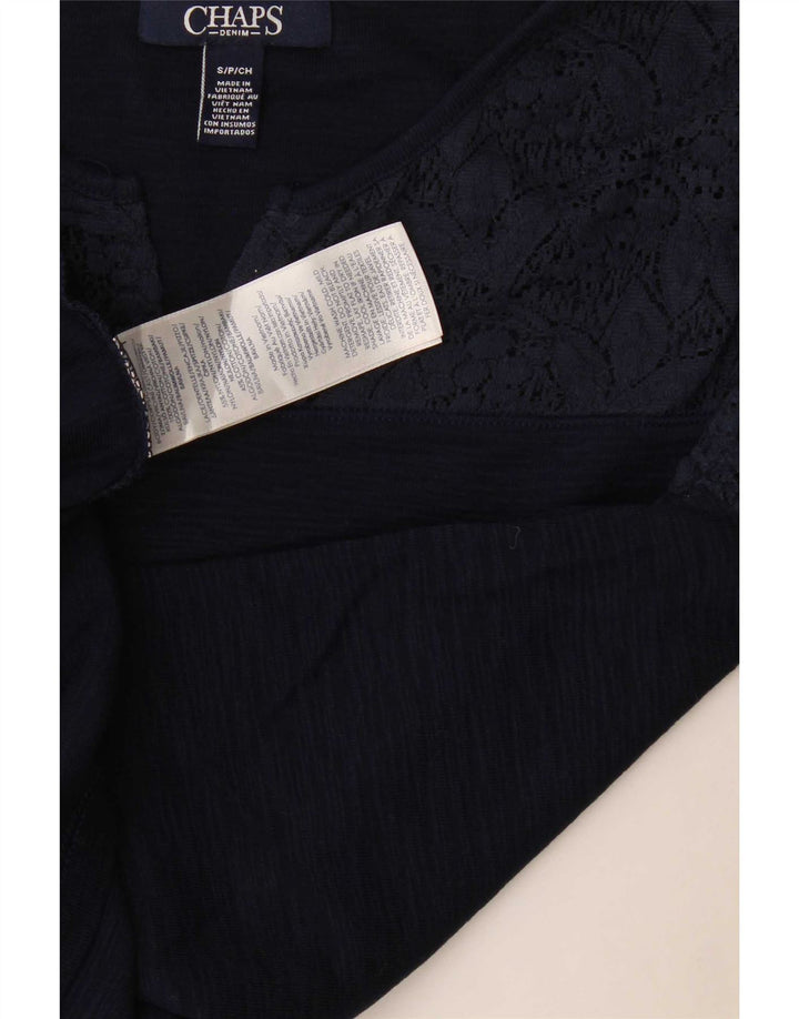 Chaps Blusa para mujer Top UK 10 Pequeño Azul Marino Floral Algodón