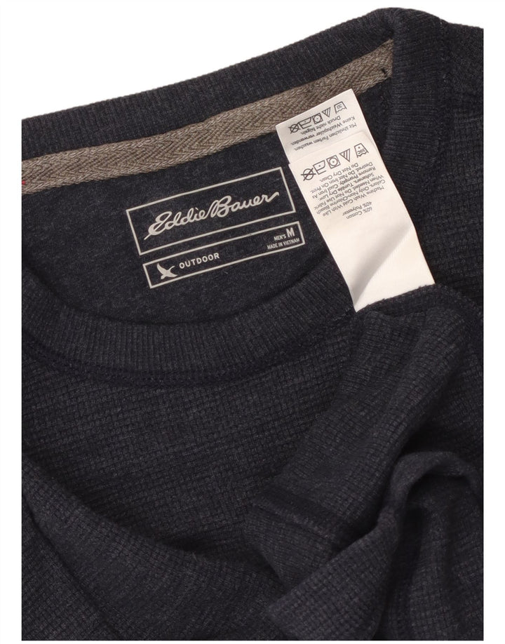 EDDIE BAUER Camiseta Hombre Manga Larga Algodón Azul Marino Medio