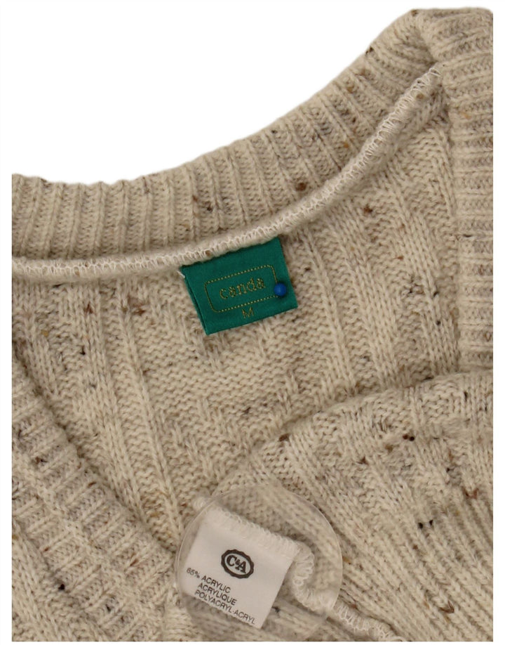 Canda Hombre Jersey Con Cuello En V Jersey Acrílico Moteado Gris Medio