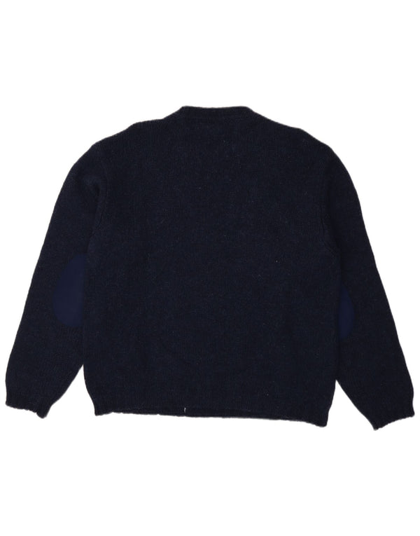 Benetton Jersey De Cuello Redondo Para Hombre Large Azul Marino Argyle/Diamond
