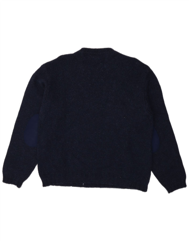 Benetton Jersey De Cuello Redondo Para Hombre Large Azul Marino Argyle/Diamond