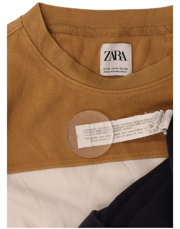 Zara Hombre Sudadera Jumper Medium Multicolor Colorblock Algodón