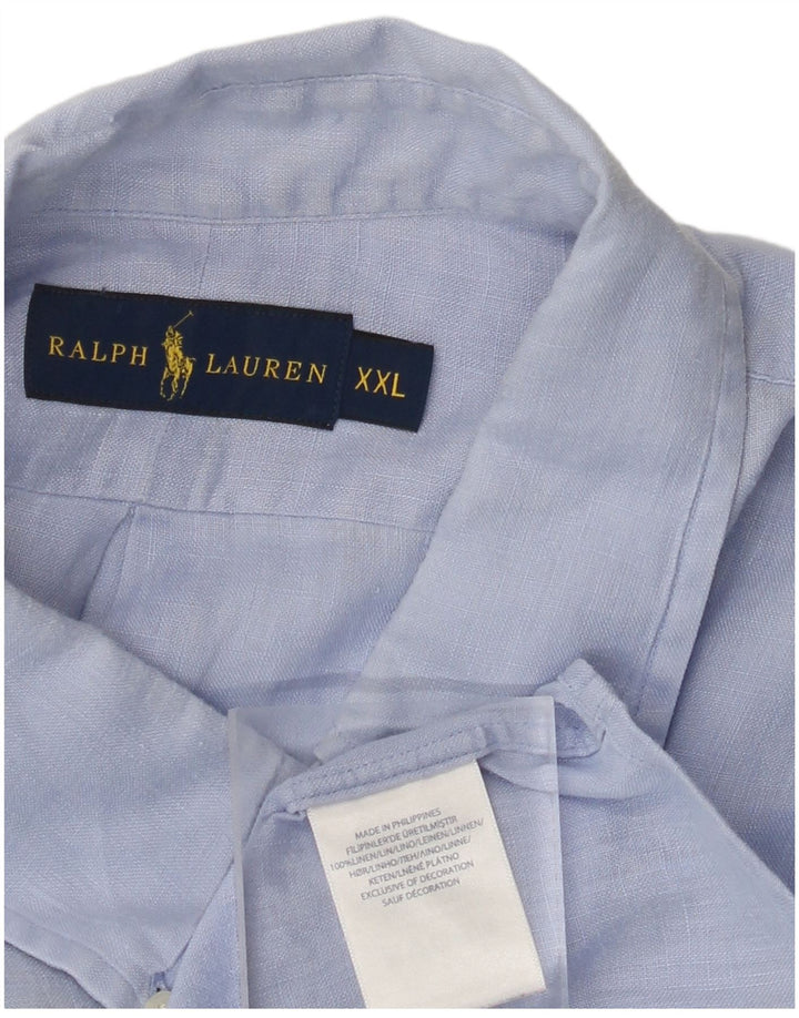 RALPH LAUREN Camisa Hombre 2XL Lino Azul