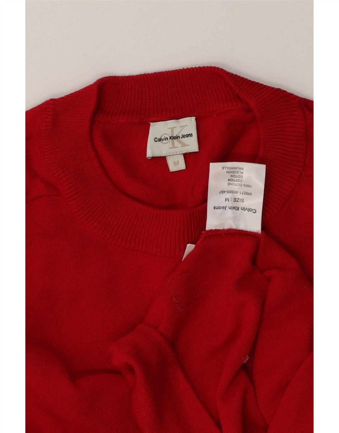 Calvin Klein Jeans - Jersey de cuello redondo para hombre, color rojo medio, algodón