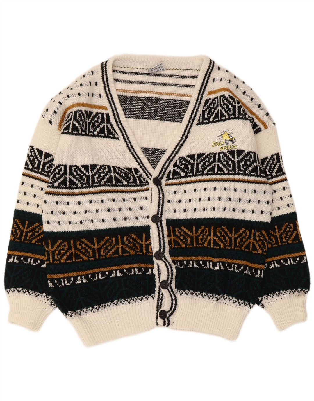 Vintage hombres Cardigan suéter grande multicolor Fair Isle