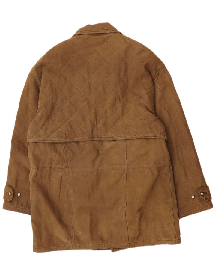 Martin Eden Abrigo de cuero para hombre IT 50 Cuero caqui grande