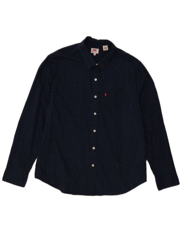 Camisa Levi's para hombre XL Azul marino con lunares de algodón clásico