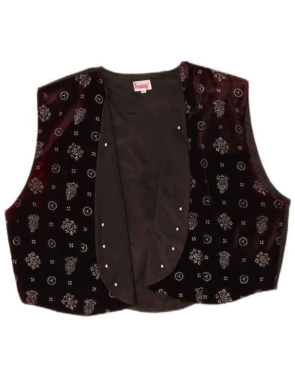 Vintage mujer chaleco abierto EU 44 XL granate floral