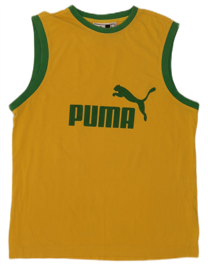 Puma Camiseta Sin Mangas Con Gráfico De Algodón Color Block Amarillo Grande Para Hombre