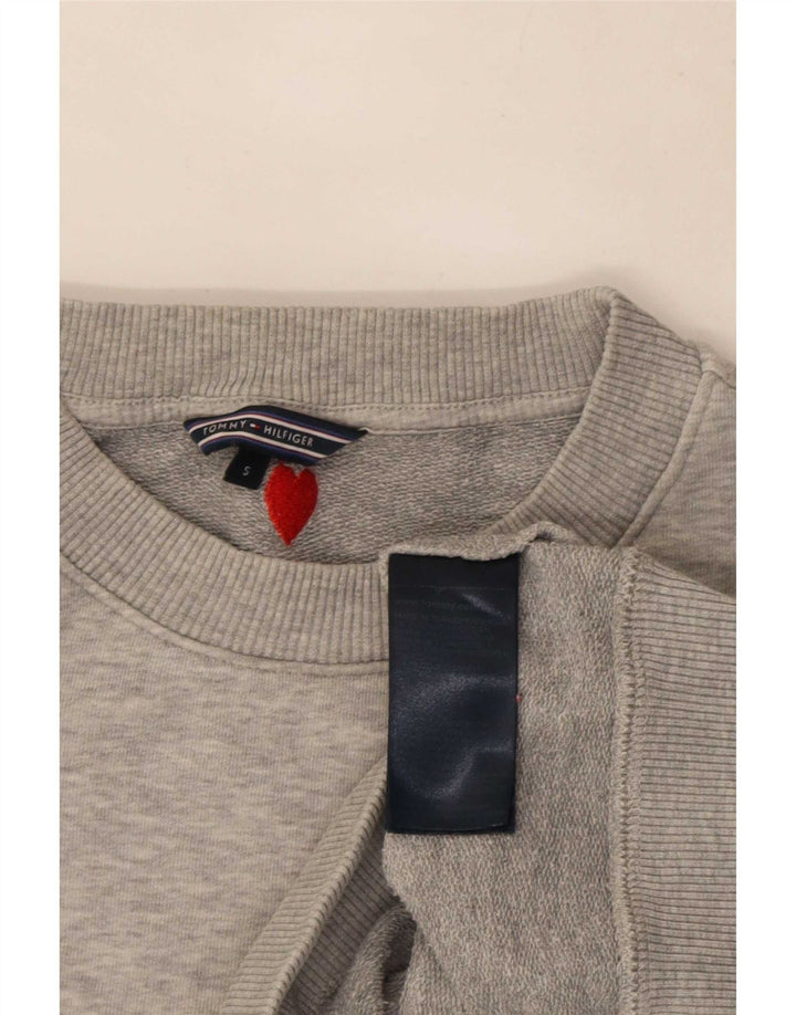 Tommy Hilfiger Mujer Crop Oversize Sudadera Jumper UK 10 Small Gris