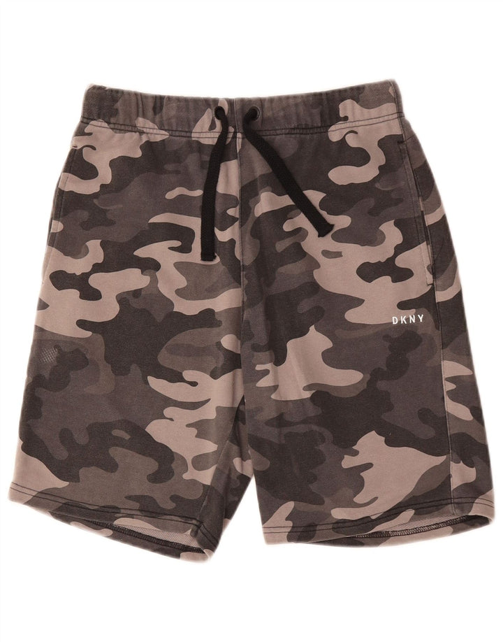 DKNY Pantalones cortos deportivos para hombre pequeño camuflaje gris